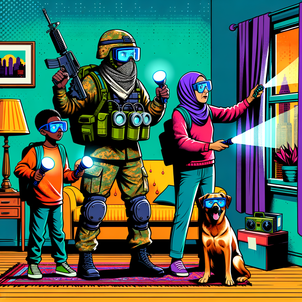 Familia haciendo simulacro de apocalipsis en casa