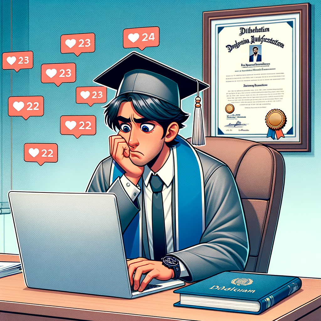 Persona con birrete posteando agradecimiento en LinkedIn tras máster en nada